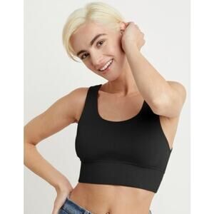 Brand New Hanes Women's Size Medium Rib Longline Bralette Cotton Black